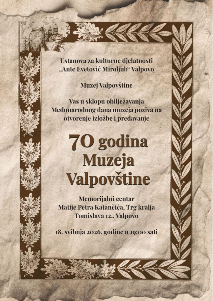 MEĐUNARODNI DAN MUZEJA U MUZEJU VALPOVŠTINE 18. SVIBNJA 2026. GODINE