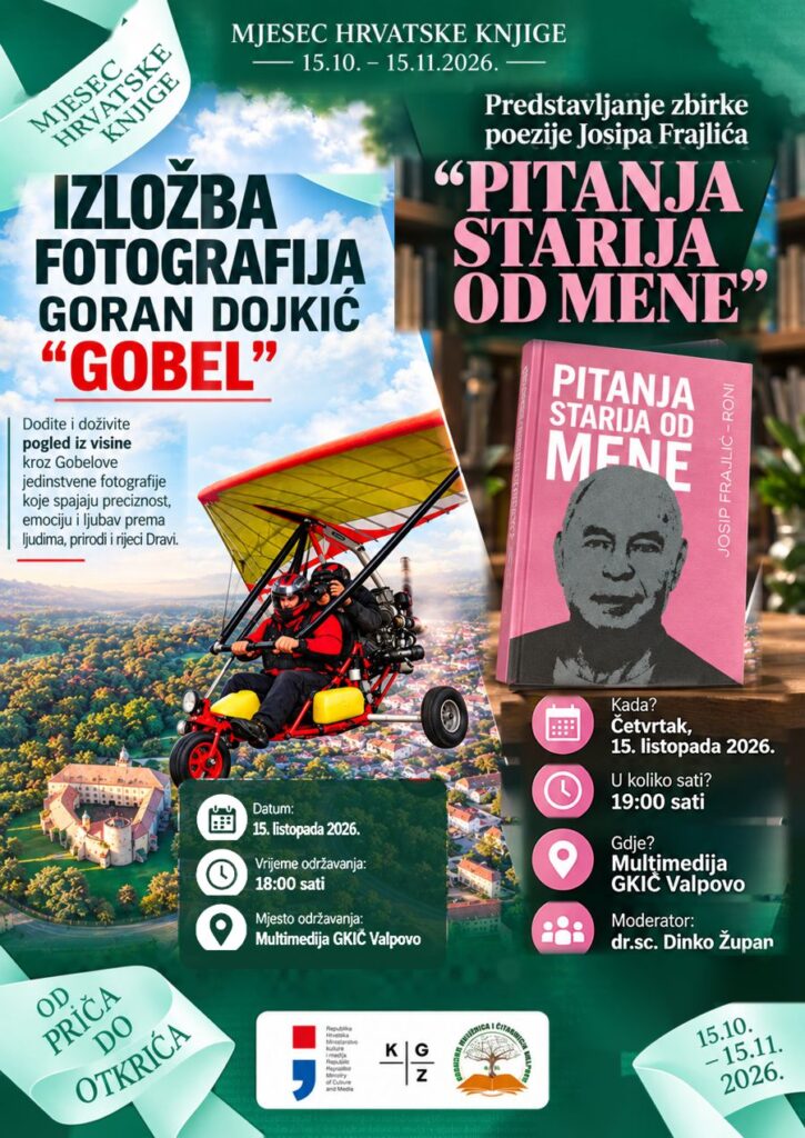 Mjesec hrvatske knjige u Valpovu: izložba Gorana Dojkića i predstavljanje zbirke poezije „Pitanja starija od mene”